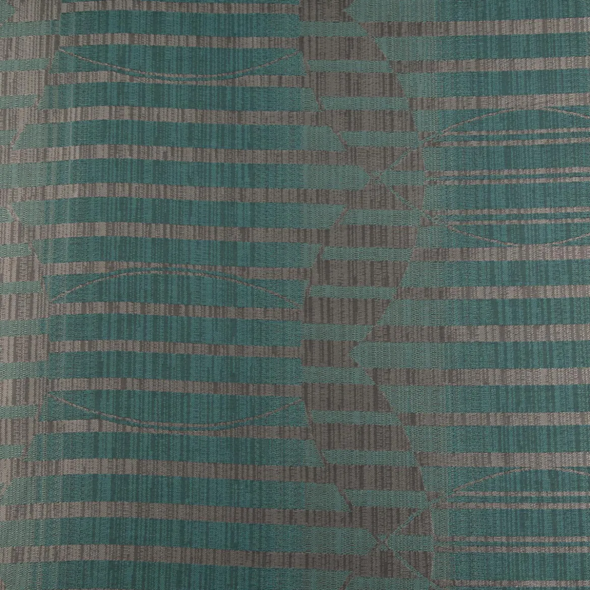 Vorhangstoff Jacquard Stoff Linux Petrol und Grau 154cm Breite