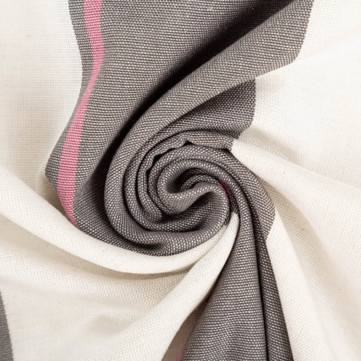 Vorhangstoff Jacquard Stoff Dekostoff Streifen grau ecru pink 165cm Stoffbreite