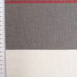 Vorhangstoff Jacquard Stoff Dekostoff Streifen grau ecru rot 165cm Stoffbreite