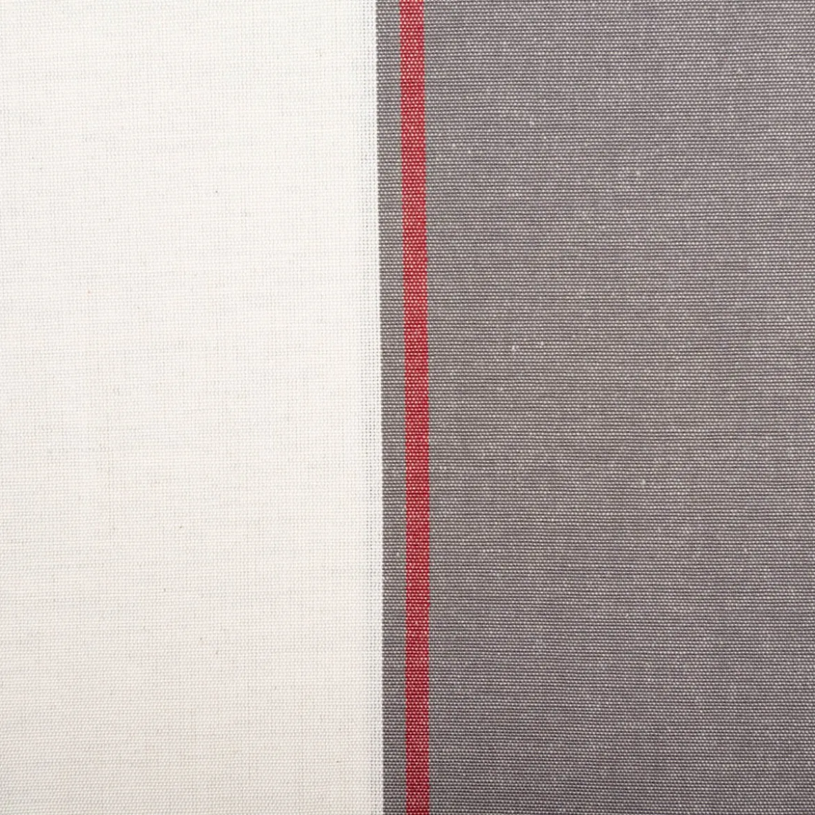 Vorhangstoff Jacquard Stoff Dekostoff Streifen grau ecru rot 165cm Stoffbreite