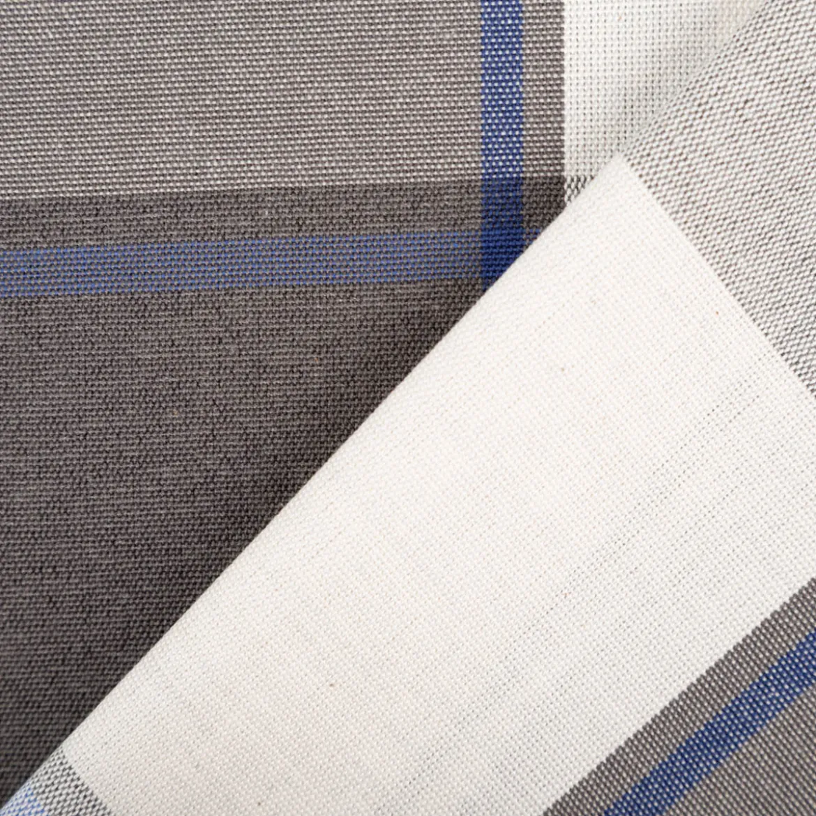 Vorhangstoff Jacquard Stoff Dekostoff Streifen grau ecru blau 165cm Stoffbreite