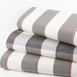 Vorhangstoff Jacquard Stoff Dekostoff Streifen grau ecru blau 165cm Stoffbreite