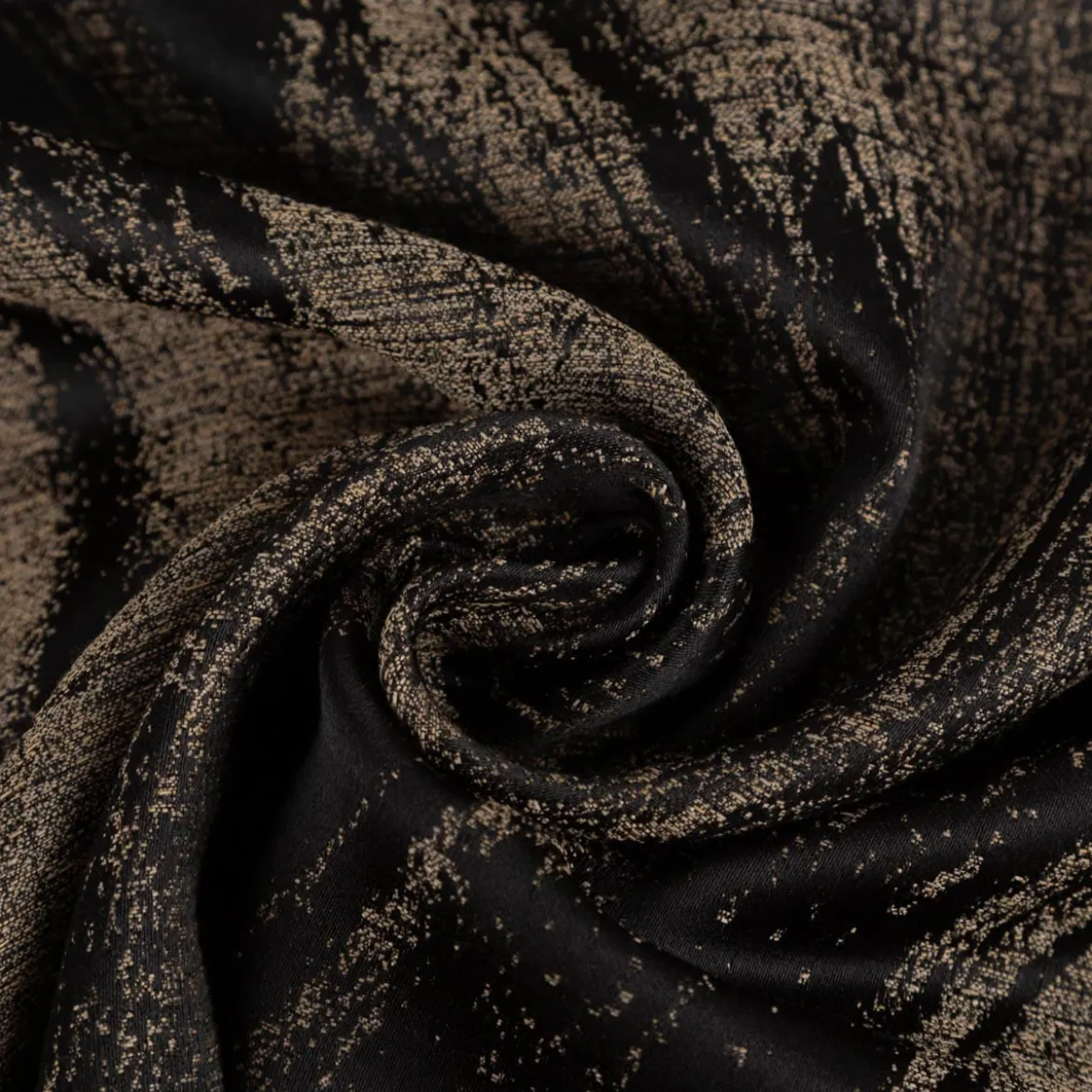 Vorhangstoff Jacquard Tindra Schwarz Gold 154cm Breite