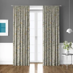 Vorhangstoff Leinenoptik Blumen Schmetterlinge Digitaldruck natur bunt 1,40m Breite