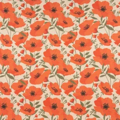 Vorhangstoff Leinenoptik Mohnblumen natur rot 1,40m Breite