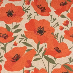 Vorhangstoff Leinenoptik Mohnblumen natur rot 1,40m Breite