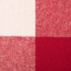 Vorhangstoff Wolloptik Landhauskaro weiß rot 140cm Breite