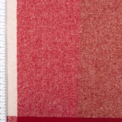 Vorhangstoff Wolloptik Landhauskaro weiß rot 140cm Breite