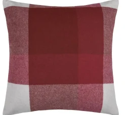 Vorhangstoff Wolloptik Landhauskaro weiß rot 140cm Breite