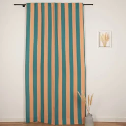 Vorhang Streifen apricot grün mit Smok-Schlaufenband 245x130cm (HxB) oder Wunschmaß von SCHÖNER LEBEN.
