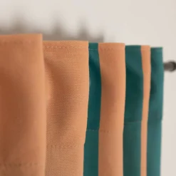 Vorhang Streifen apricot grün mit Smok-Schlaufenband 245x130cm (HxB) oder Wunschmaß von SCHÖNER LEBEN.