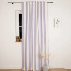 Vorhang Streifen flieder ecru mit Smok-Schlaufenband 245x130cm (HxB) oder Wunschmaß von SCHÖNER LEBEN.