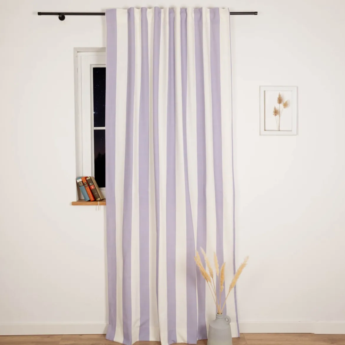 Vorhang Streifen flieder ecru mit Smok-Schlaufenband 245x130cm (HxB) oder Wunschmaß von SCHÖNER LEBEN.