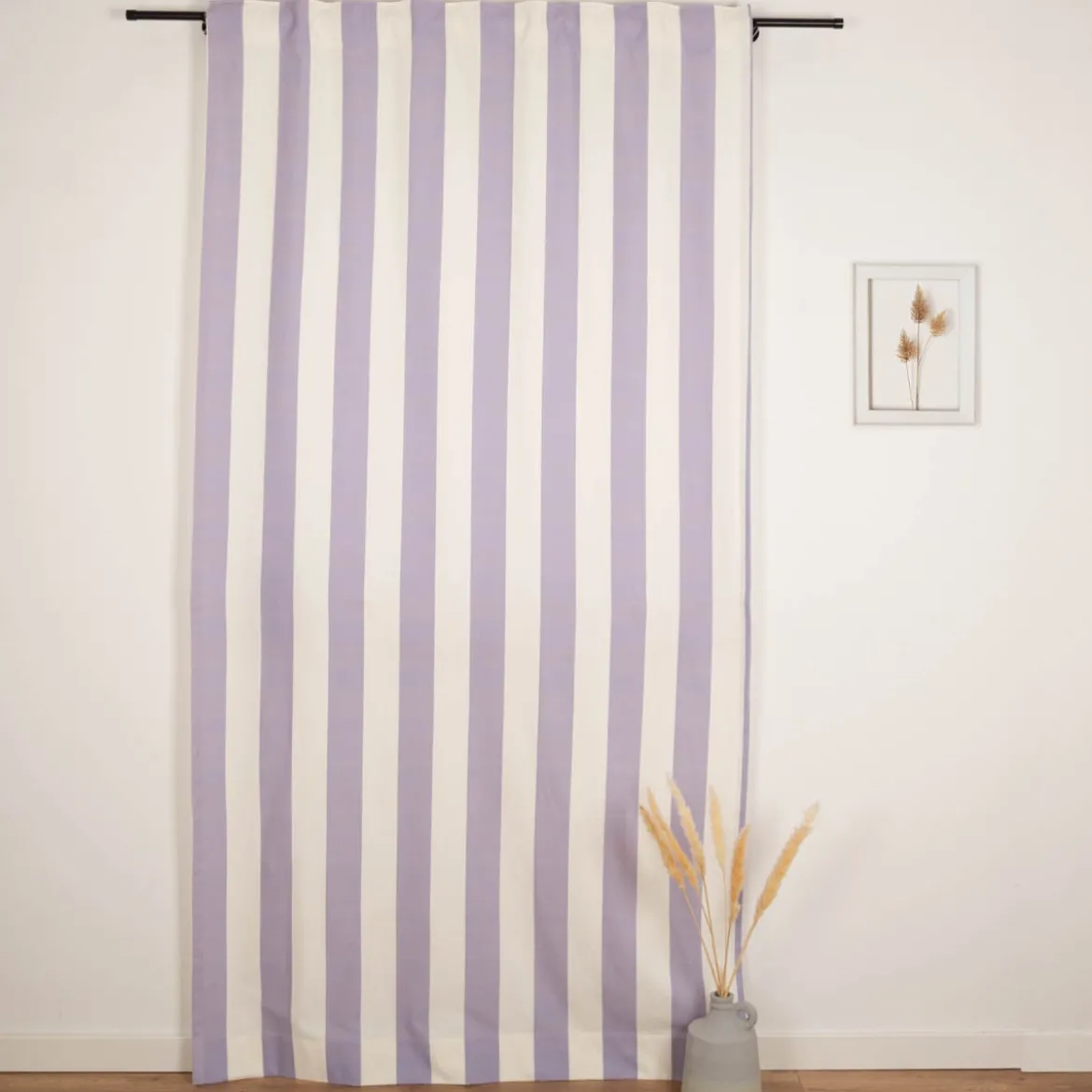 Vorhang Streifen flieder ecru mit Smok-Schlaufenband 245x130cm (HxB) oder Wunschmaß von SCHÖNER LEBEN.
