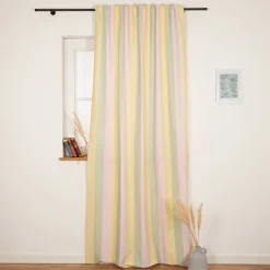 Vorhang Streifen flieder pistazie vanille mit Smok-Schlaufenband 245x130cm (HxB) oder Wunschmaß von SCHÖNER LEBEN.