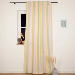 Vorhang Streifen flieder pistazie vanille mit Smok-Schlaufenband 245x130cm (HxB) oder Wunschmaß von SCHÖNER LEBEN.