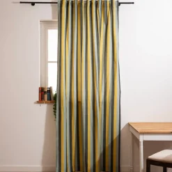 Vorhang Streifen Grün Grau und Blau mit Smok-Schlaufenband 245x130cm (HxB) oder Wunschmaß von SCHÖNER LEBEN.