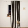 Vorhang Streifen schwarz ecru mit Smok-Schlaufenband 245x130cm (HxB) oder Wunschmaß von SCHÖNER LEBEN.