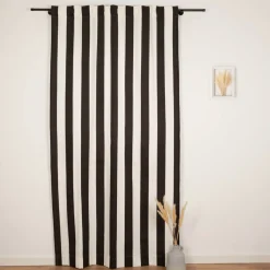 Vorhang Streifen schwarz ecru mit Smok-Schlaufenband 245x130cm (HxB) oder Wunschmaß von SCHÖNER LEBEN.