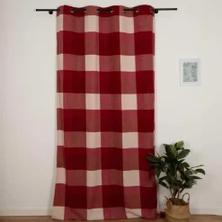Vorhang Wolloptik isolierend Karo rot 135x260cm