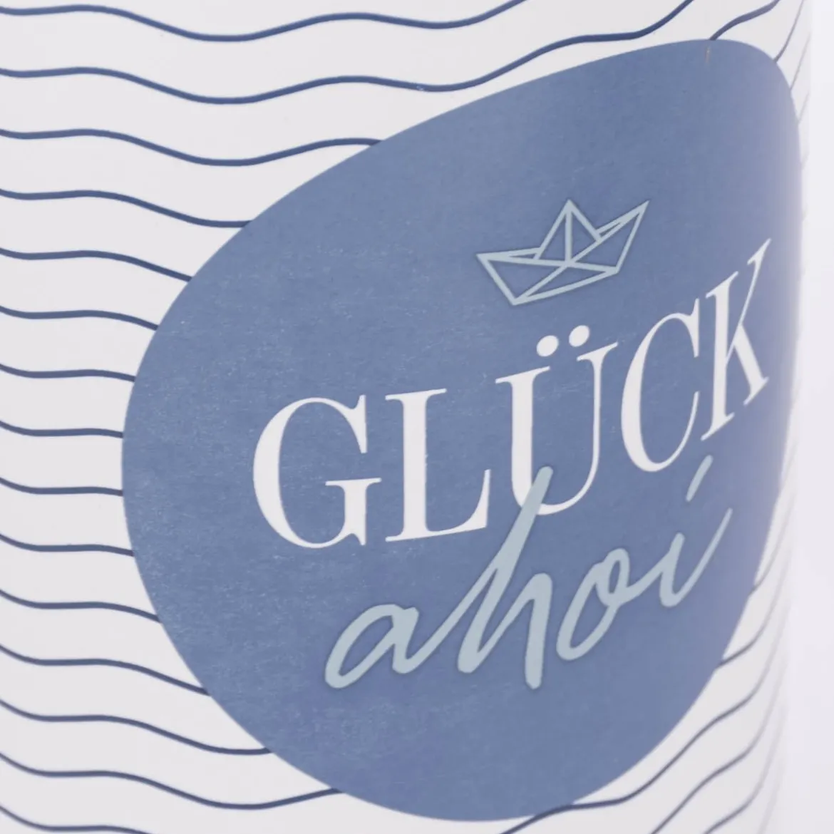 Vorratsdose aus Porzellan mit Bambusdeckel Glück ahoi Schiff Wellenlinien blau weiß 11x16cm von La Vida