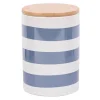 Vorratsdose aus Porzellan mit Bambusdeckel Zuhause ist wo der Anker fällt Streifen Anker blau beige weiß 11x16cm von La Vida