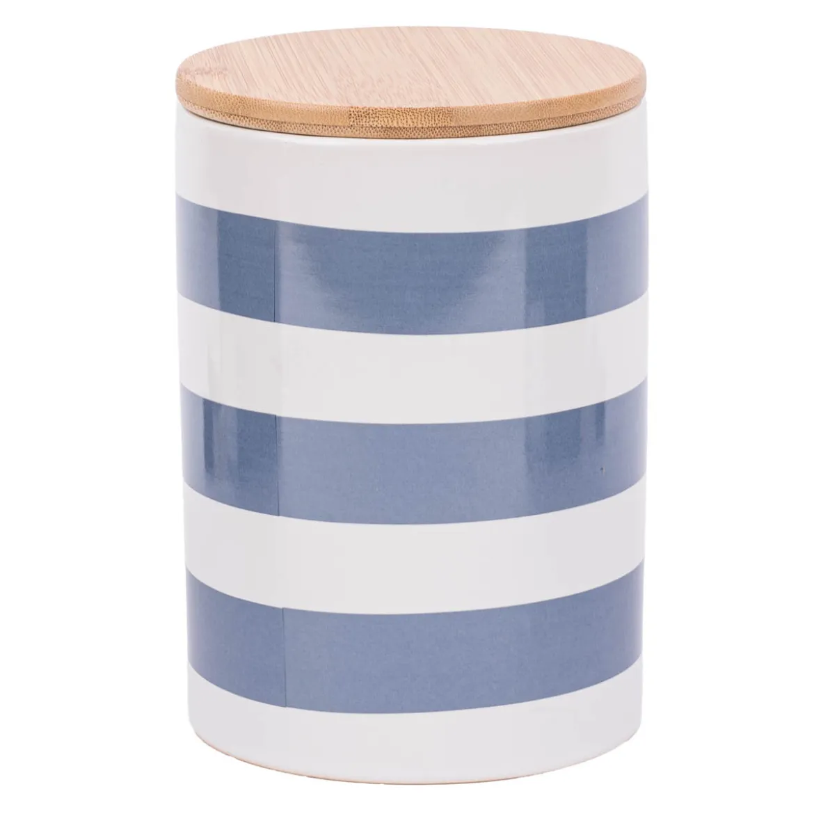 Vorratsdose aus Porzellan mit Bambusdeckel Zuhause ist wo der Anker fällt Streifen Anker blau beige weiß 11x16cm von La Vida