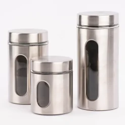 Vorratsdose Glas Metall silberfarbig verschiedene Größen