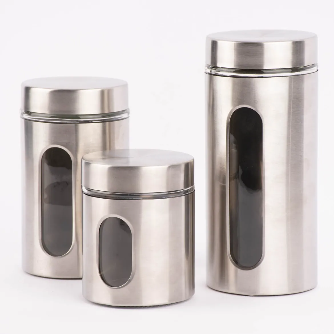 Vorratsdose Glas Metall silberfarbig verschiedene Größen