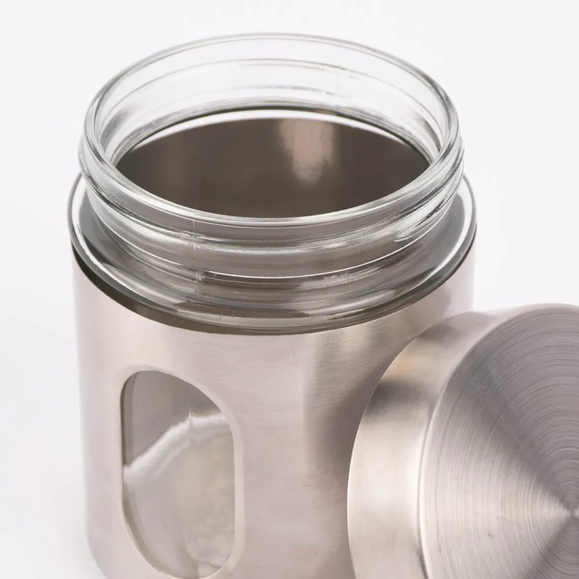 Vorratsdose Glas Metall silberfarbig verschiedene Größen