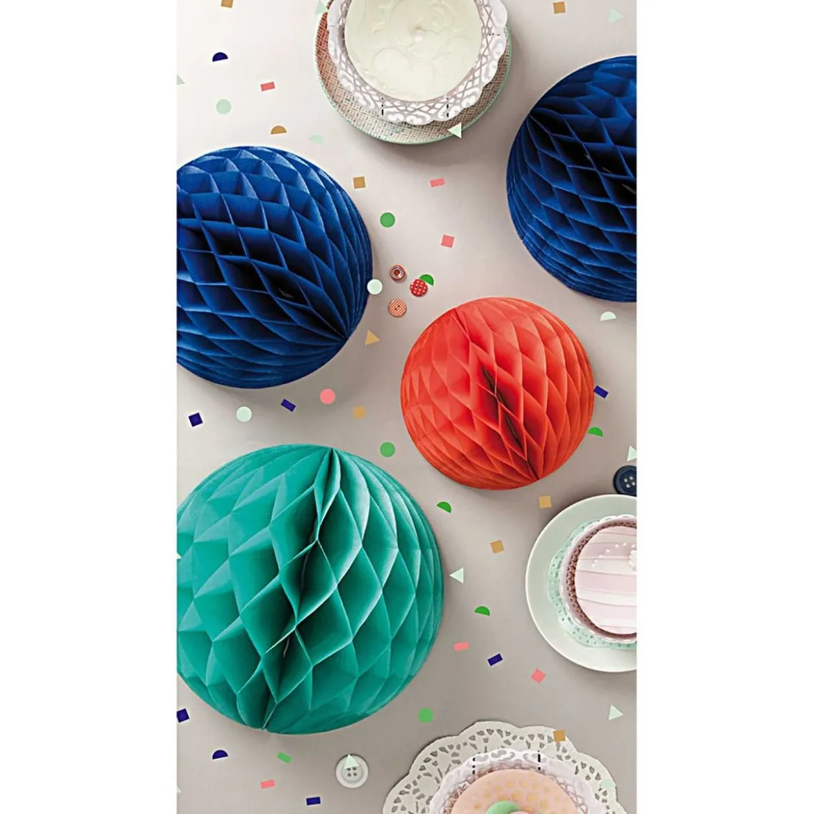 Wabenpapier Bälle blau, grün und orange von Rico Design im 3er Set