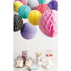 Wabenpapier Bälle Sommer in Gelb, Peach und Rosa von Rico Design im 3er Set