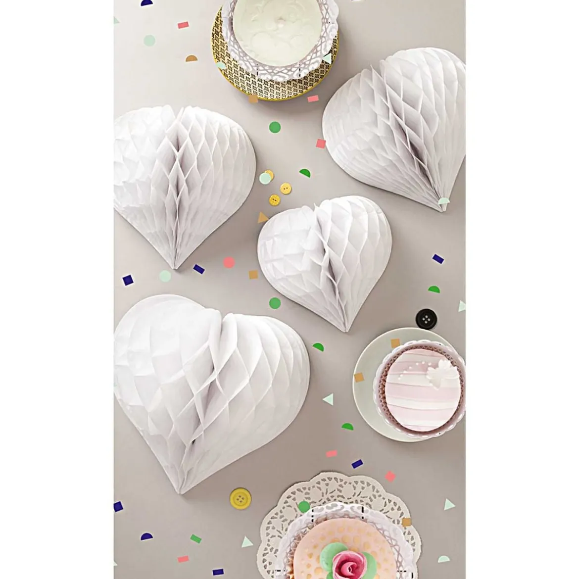 Wabenpapier Herzen weiß von Rico Design im 3er Set