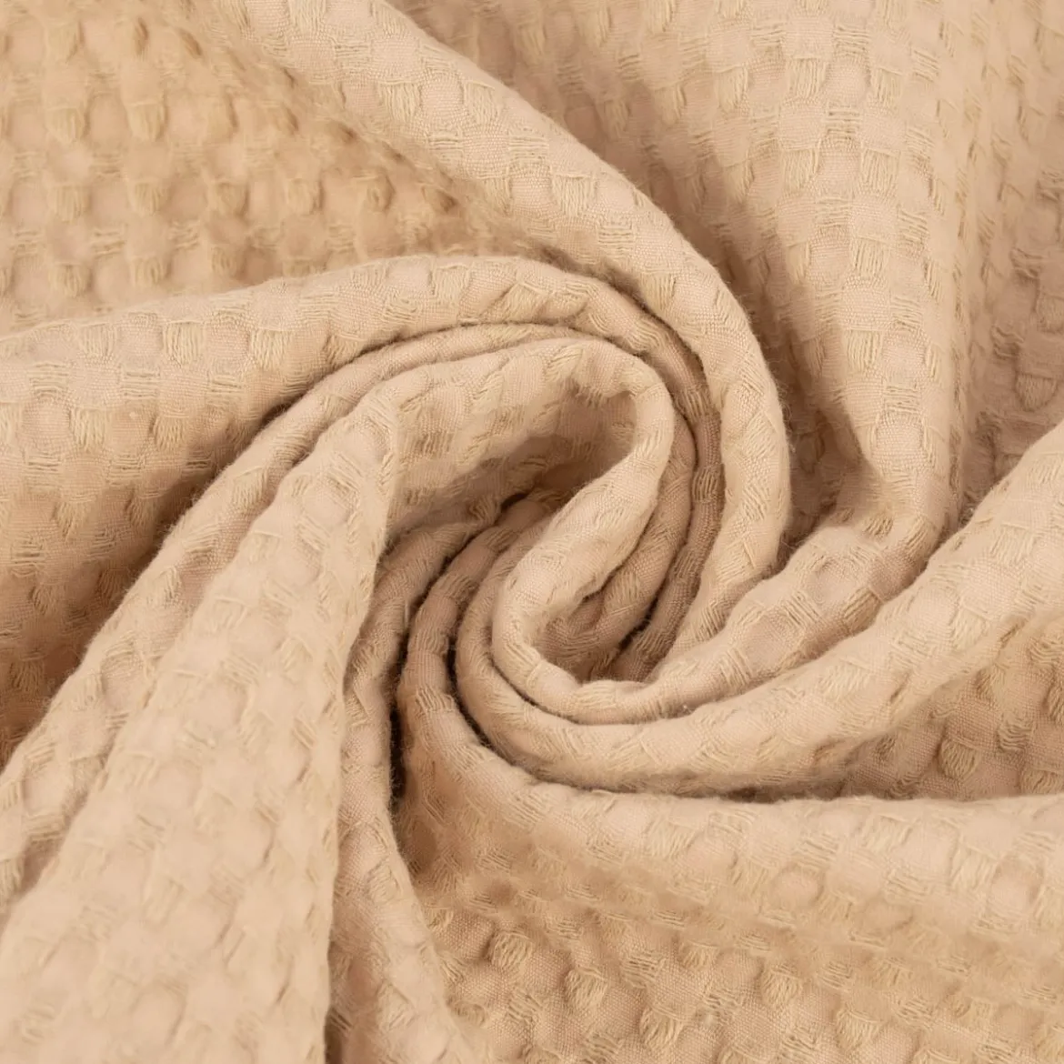 Waffelpique soft Waffelstoff Baumwolle uni sand 1,35m Breite