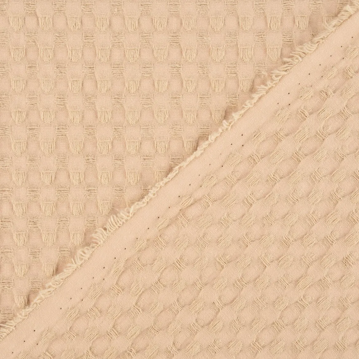 Waffelpique soft Waffelstoff Baumwolle uni sand 1,35m Breite