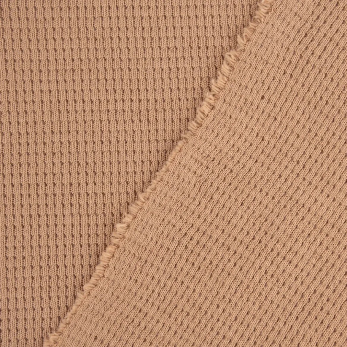 Waffelstrick Doubleface einfarbig sand 1,4m Breite