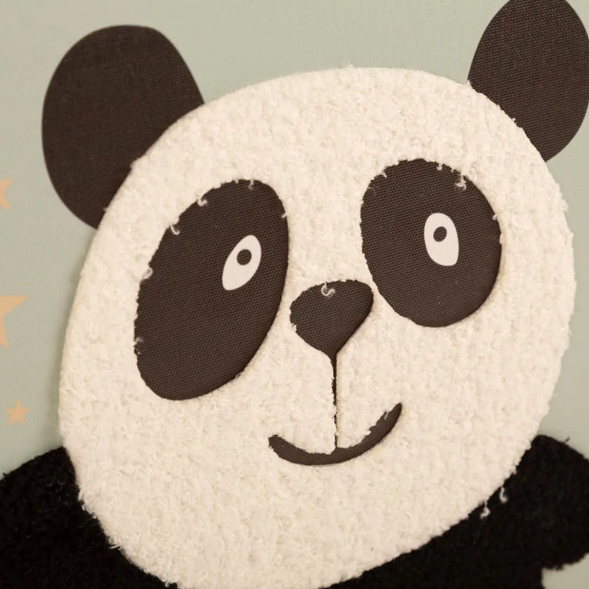 Wandbild Panda mit Stoff-Applikation im Holzrahmen mint 40x30cm