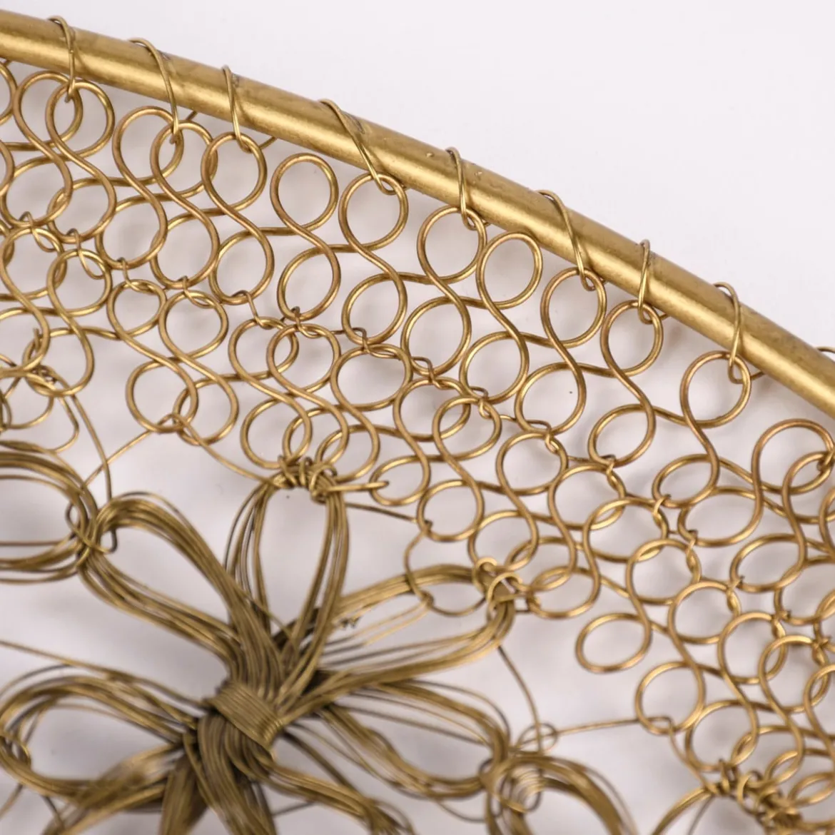 Wanddeko Dekoteller Metallgeflecht goldfarbig rund 40cm D