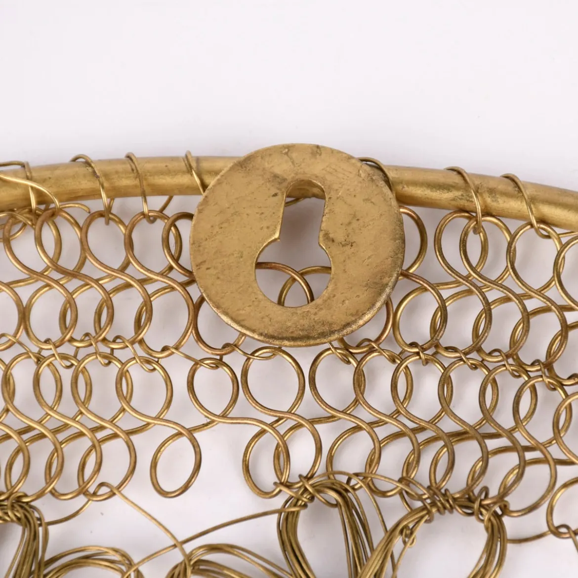 Wanddeko Dekoteller Metallgeflecht goldfarbig rund 40cm D