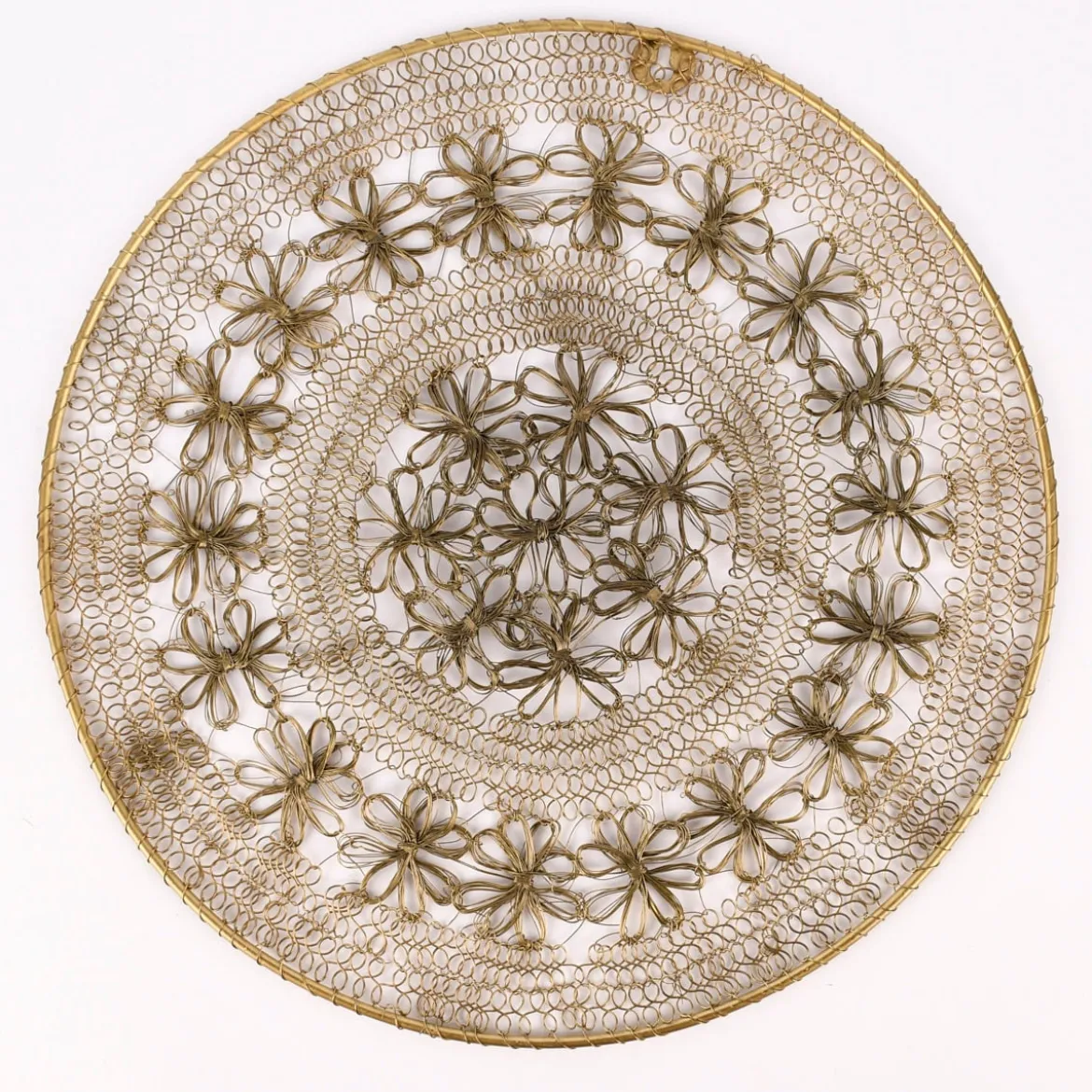 Wanddeko Dekoteller Metallgeflecht goldfarbig rund 40cm D