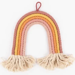 Wanddeko Regenbogen aus Baumwolle rosa gelb orange natur 23,5x29x1cm von Sass & Belle