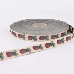 Webband Ananas beige rot grün Breite: 2cm