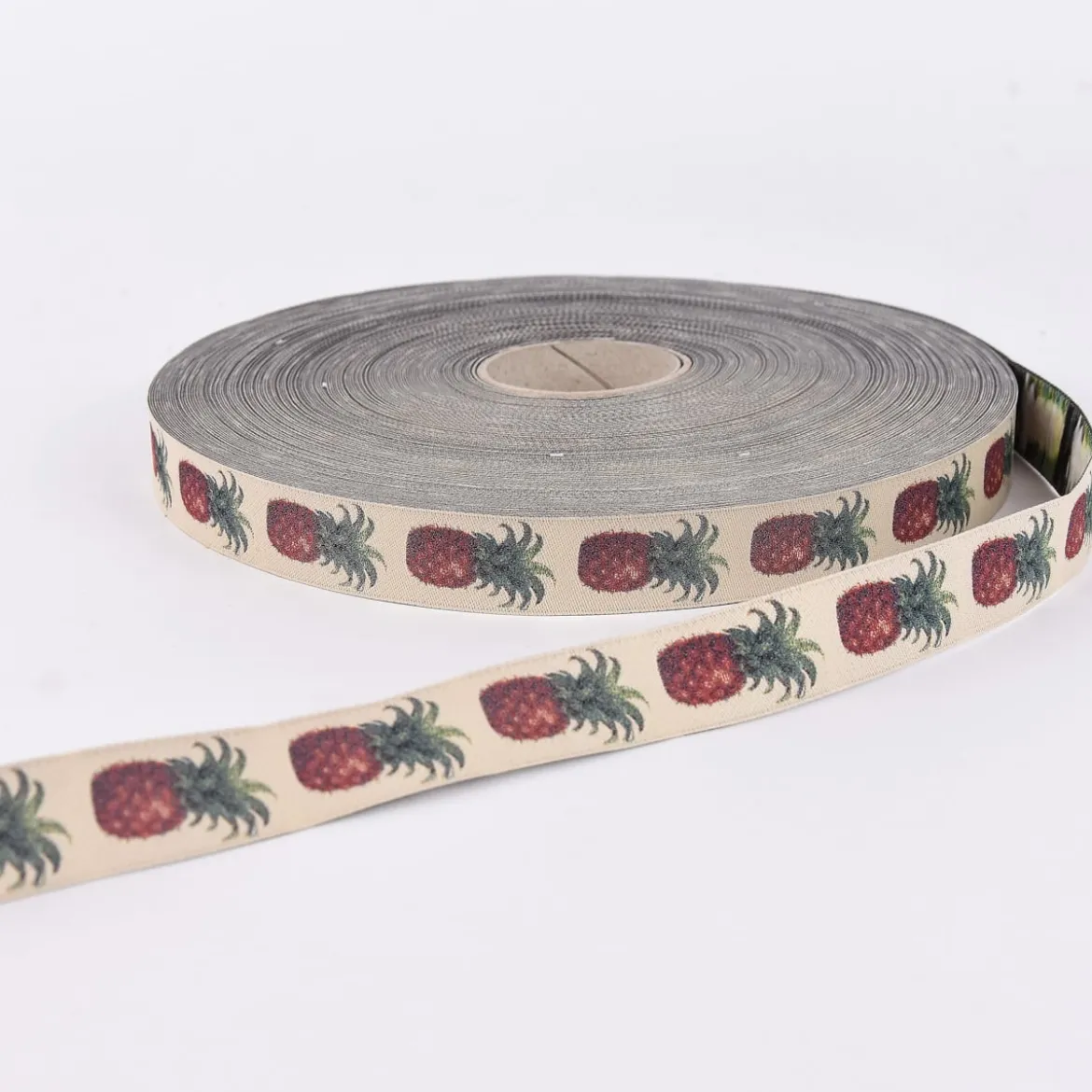 Webband Ananas beige rot grün Breite: 2cm