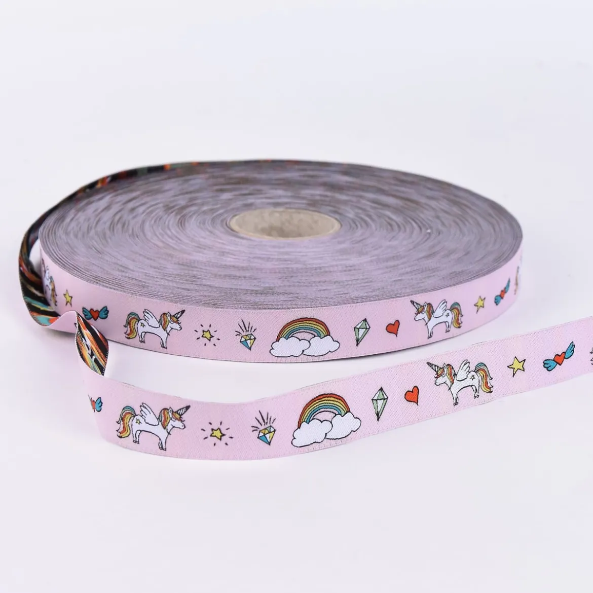 Webband Einhorn Regenbogen rosa bunt Breite: 2cm