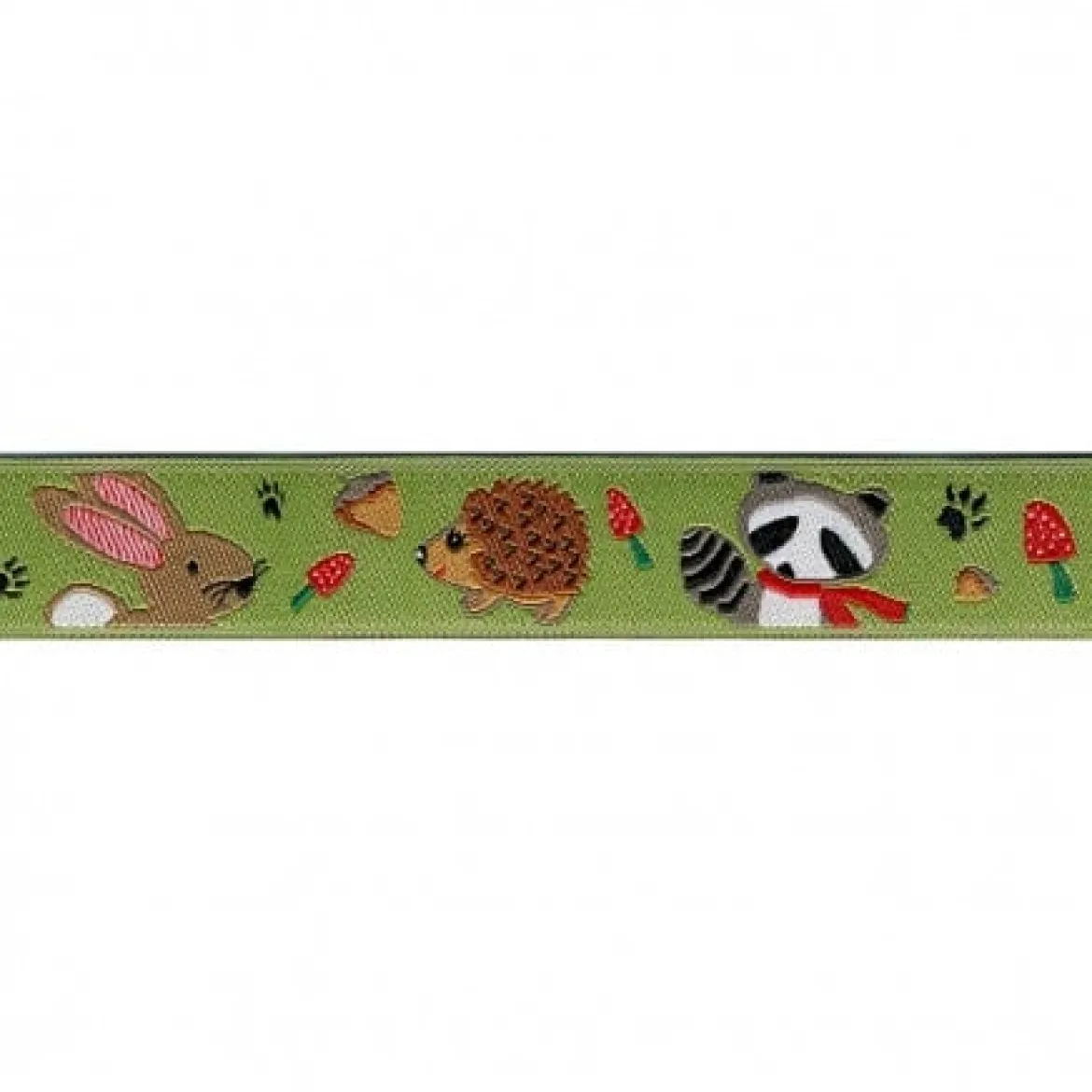 Webband Waldtiere grün Breite: 1,5cm