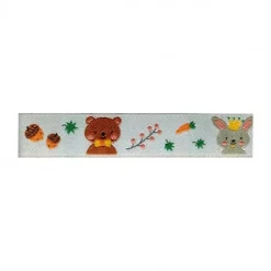 Webband Waldtiere süße Tiere weiß Breite: 1,6cm