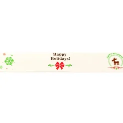 Webband Weihnachten Happy Holidays Rentier Schneeflocke natur bunt Meterware Breite: 1,5cm