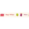Webband Weihnachten Happy Holidays Geschenk Tannenbaum natur bunt Meterware Breite: 1,5cm