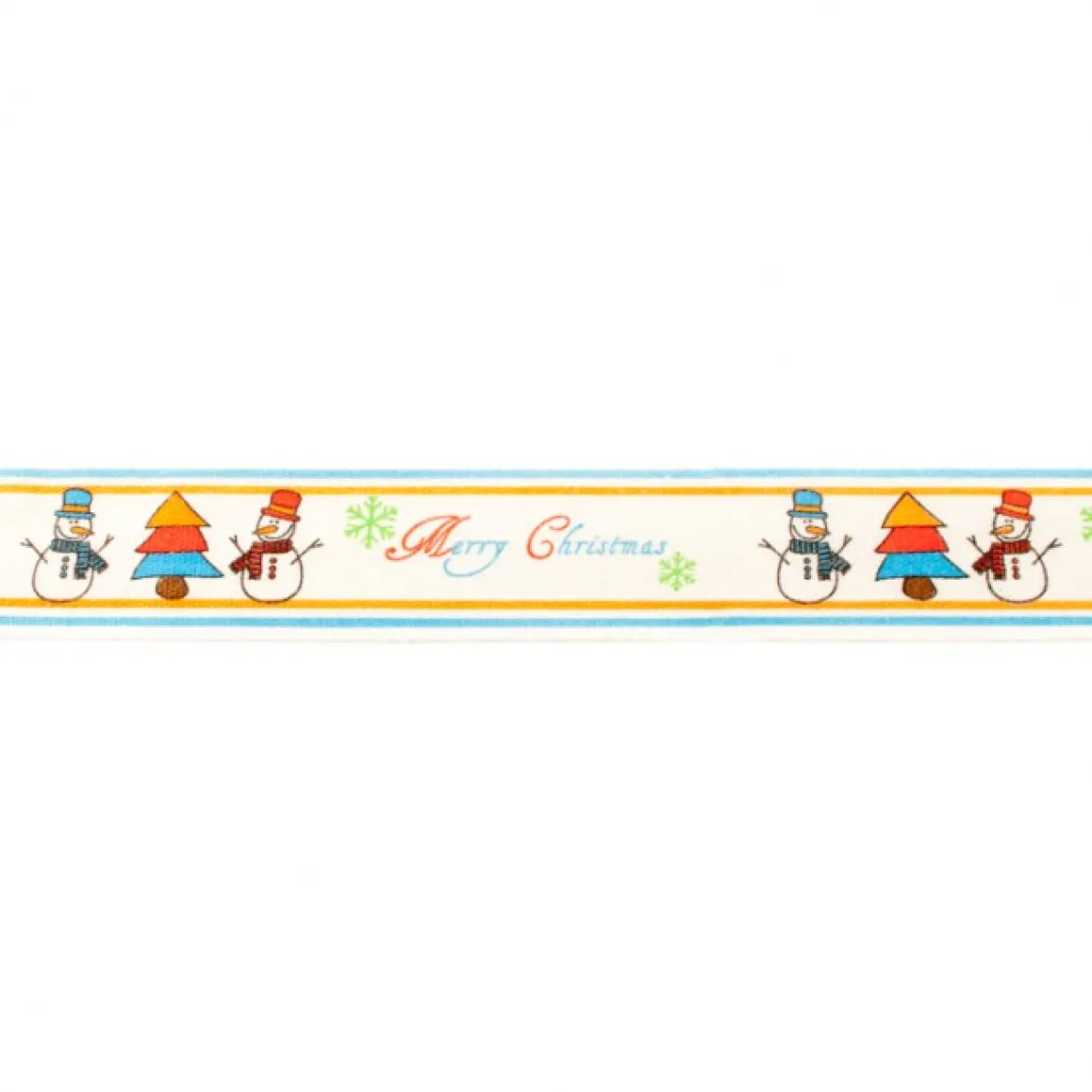 Webband Weihnachten Merry Christmas Streifen Schneemann natur bunt Meterware Breite: 1,5cm