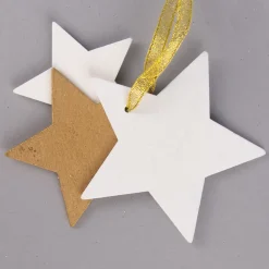 Weihnachten Deko Anhänger 3er Stern twinkle twinkle weiß goldfarbig 9x9cm
